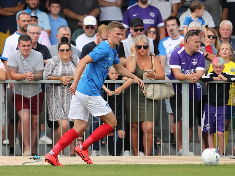 The Pompey fans take in the Blues' trip to the Hawks in 2019.