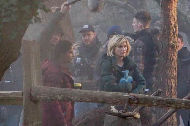 Jodie Whittaker was among the stars at the 'living history' village of Little Woodham – a 17th century-styled village in Rowner - to film an episode for her first series as the Doctor.