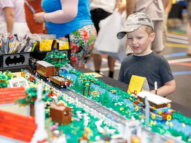 Young Flynn was amazed at the train creation on display.  Picture:Marcin Jedrysiak