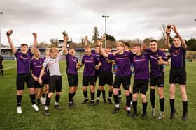 Gosport Falcons U15s celebrate after winning the Portsmouth Youth League U15 Challenge Cup. Picture: Keith Woodland (190321-1496)