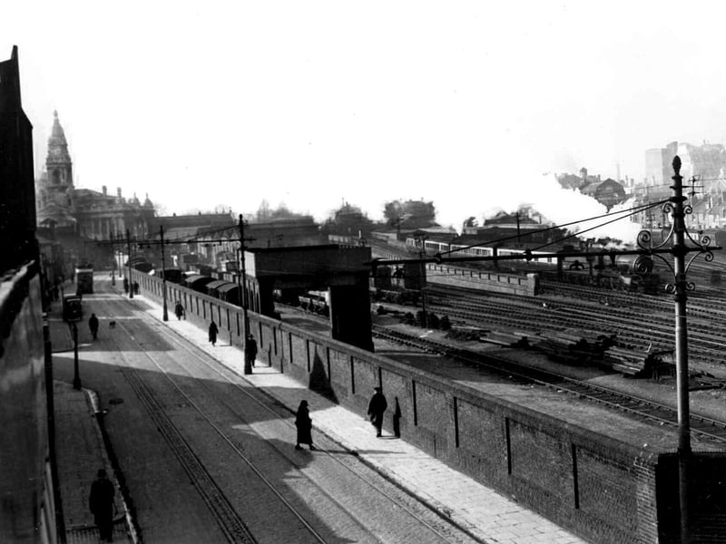 Portsmouth Town Station back in 1929
Leaving with the 2.38pm train (no 24 hour clock back then) to Reading a GWR '4300' class loco drops down from the High Level platforms.
Centre is the water tower with the Goods Shed behind. The tracks of the shed ran behind the wall of Greetham Street which can be seen with the train tracks in situ.
The Guildhall, with its original cupola destroyed on the night of Jan 10/11 1941, can be seen to the left.
Thanks to Michael Harvey, local railway historian, for this pic.