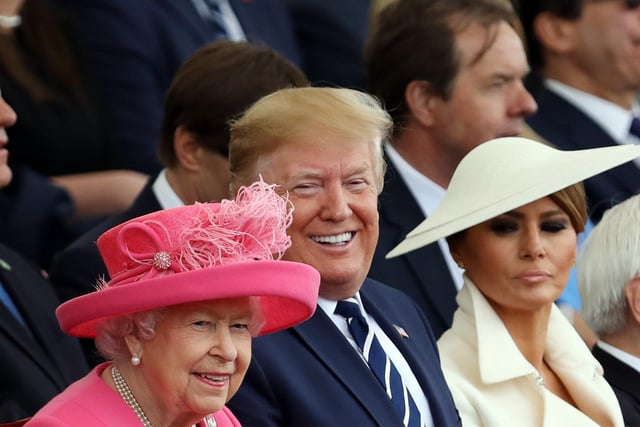 The Queen and Donald and Melania Trump at the D-Day 75 National Commemorative Event on Southsea Common in 2019 Picture: Chris Moorhouse           (050619-14)