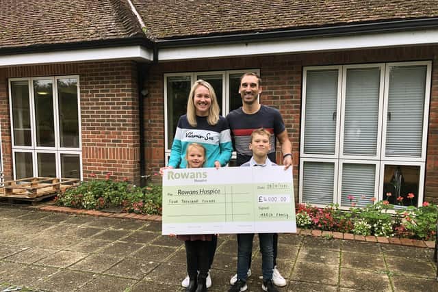 The March family present their £4,000 cheque to Rowans Hospice Picture: Natalie March