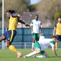 Elliott Charles in action for  Gosport during Saturday's 1-0 friendly loss to Bognor Regis at Privett Park. Pic: Martyn White.
