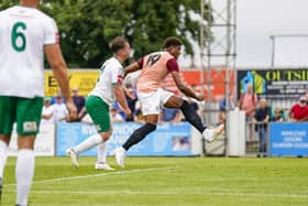 Kusini Yengi nets Pompey's second in their friendly against Bognor. Picture: Jason Brown/ProSportsImages