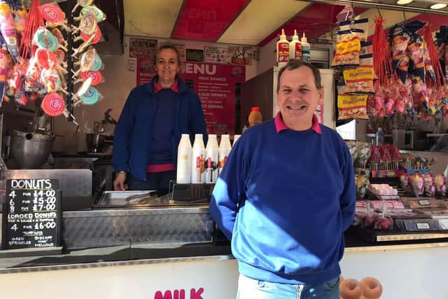 Pictured: Mary Louise Smith and Dennis Ravenscroft who are the owners of the donut stand at Clarence Pier.