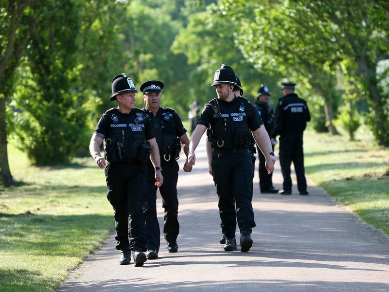 There was a heavy police presence throughout the day.Picture: Chris Moorhouse (050624-005)