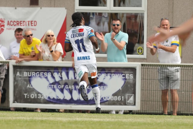 Hawks fans applaud after Gianni Crichlow's goal. Picture by Dave Haines.