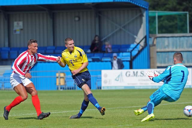 Flashback - Lee Wort scores for Gosport in a Conference South game with Evesham at Privett Park in 2015/16. Picture Ian Hargreaves