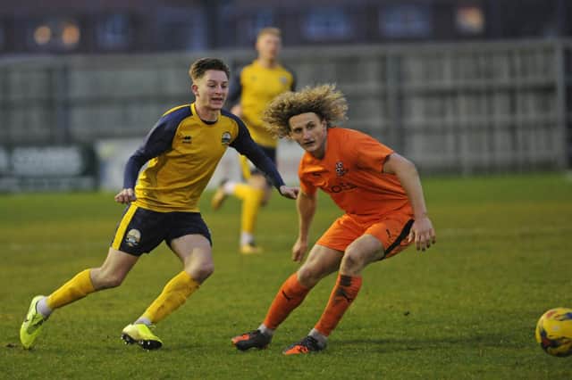 Marley Ridge, left in action for Gosport last season, impressed for Moneyfields during the 7-1 win at Lymington Town. Picture: Ian Hargreaves