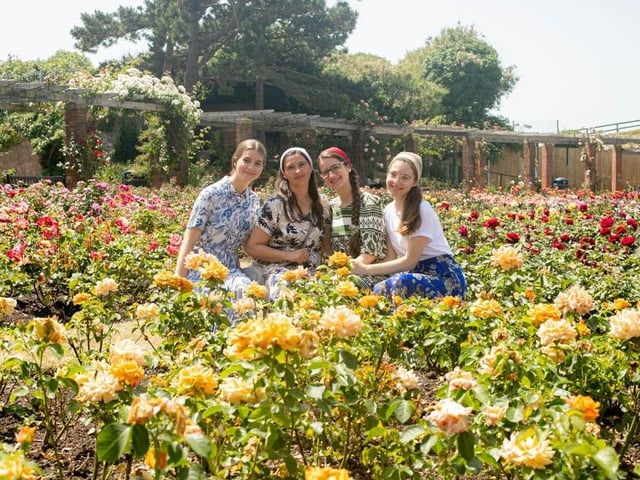 Marta, Ana, Alina and Denisa at the Rose Garden, Southsea.