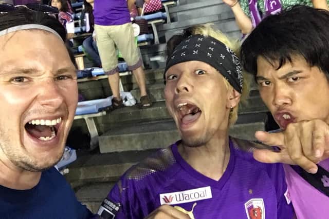 Lewis Millington enjoying his time at Kyoto Sanga FC last summer