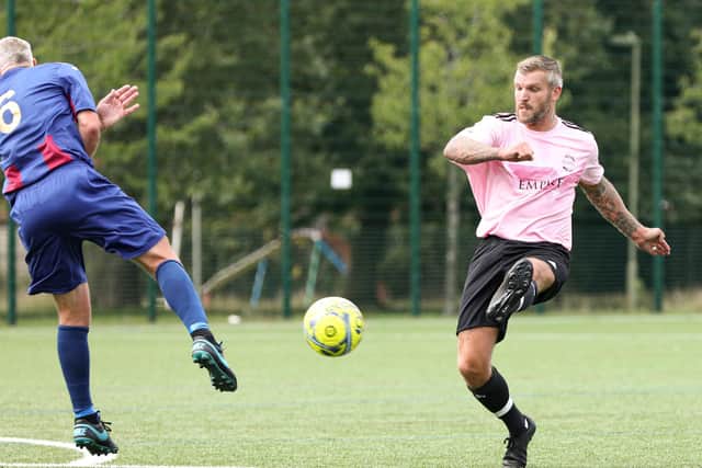 Harvest's Brad Fairweather, right, in action against US Portsmouth reserves. Picture: Chris Moorhouse