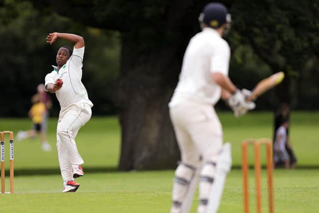 Zeeshan Hazell, pictured here bowling, top scored for Bedhampton as their Hampshire League 100 per cent winning record was ended in Southampton.
Picture: Chris Moorhouse