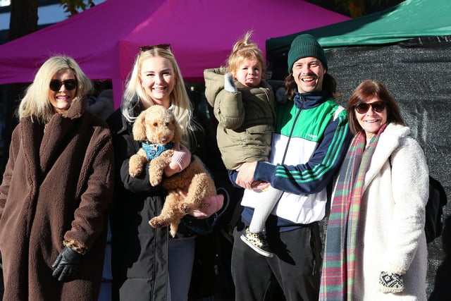 From left, Claire Jones, Daisy Jones holding Henry, Danny Szabados holding Izzy, 2, and Sue Szabados. Portchester Christmas Market in Portchester Precinct
Picture: Chris Moorhouse (jpns 251123-30)