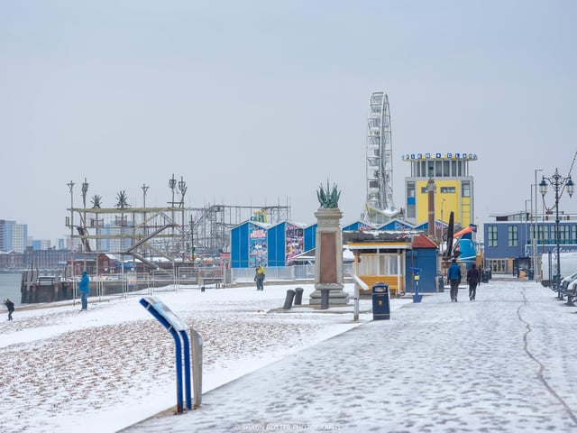Snow covered the funfair rides at Clarence Pier Southsea in 2018.
Picture: Shaun Roster