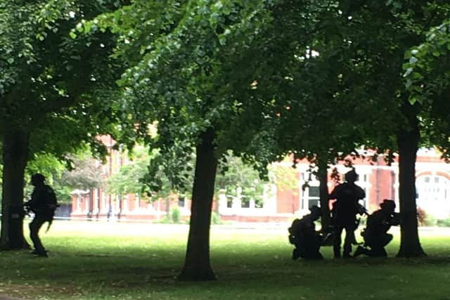 Haslar Royal Hospital site has been hosting Ministry of Defence exercises, with soldiers captured on camera by a nearby resident.