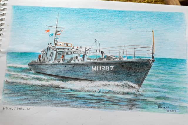 Drawing of the Medusa by artist Boris Mayfield, aged 100. Picture: Mike Cooter (210122)