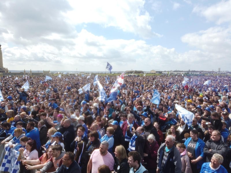 Thousands of Pompey FC fans flocked to Southsea Common to celebrate the team's League One title and promotion.Picture Credit: Habibur Rahman