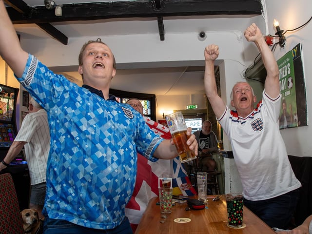 England fans gathered at the Milton Arms in Portsmouth on Sunday evening to watch England's opening game against Serbia in Euro 2024.Photos by Alex Shute