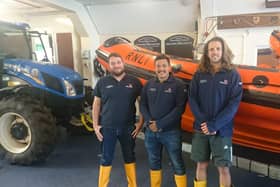 From L to R: Phillip Lentz, 31, Trainee Helm. Josh Owens, 30, Trainee Helm. Tom Bisiker, 35, Trainee Boat Crewman. Picture: Freddie Webb.