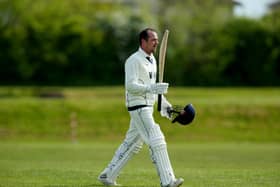 David Going acknowledges the applause after his innings of 104 for Portsmouth Community against Portsmouth 4ths is ended.
Picture: Chris Moorhouse