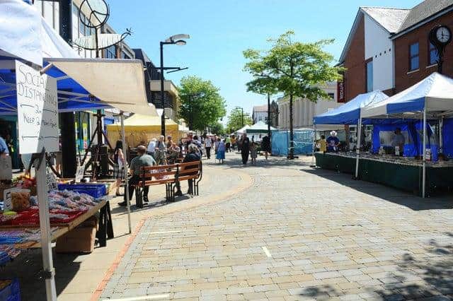 Fareham town centre saw the suspension of market pitches during the national lockdown, affecting the council's income. Picture: Sarah Standing