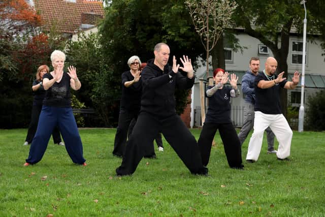 Cristian Lopez helped people during the pandemic to stay focused with methods of : Meditation, Tai Chi, Qi Gong and Dao Yin Yoga.
Pictured is Cristian teaching his group at White Cloud Park in Southsea.
Picture: Sam Stephenson