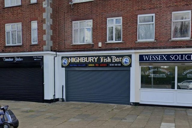 Highbury Fish Bar, Cosham, has a Google rating of 4.8 with 67 reviews.