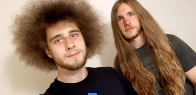 Tommy Roe, left, and Rhys Morgan from Gosport are cutting their hair for charity.