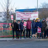 Royal Mail workers protesting outside Royal Mail Portsmouth Delivery Office for pay, jobs and conditions on Wednesday 30th November 2022

Pictured: Royal Mail staff outside Royal Mail Portsmouth Delivery Office, Hilsea.

Picture: Habibur Rahman