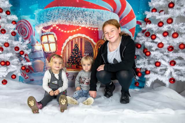 Rosina Siddall-Clifton with brother Callum (1) and sister Calsy Siddall-Young (11) pose for a studio portrait. Picture: Mike Cooter (111221)