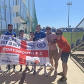 Marlon Pack and Pompey fans in Spain last year.