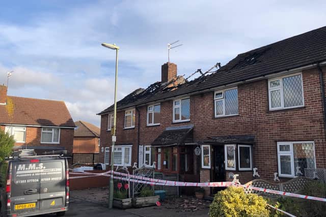 The fire damaged properties along Wellow Close