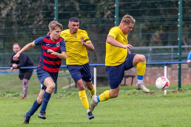 Morgan Moret in possession for Baffins Milton Rovers Reserves at Paulsgrove. Picture: Mike Cooter