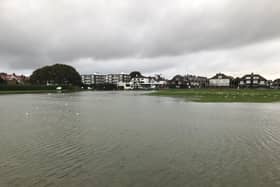 Portsmouth cricket ground at St Helen's on Southsea seafront after Storm Ciaran hit. 
Picture Rick Marston