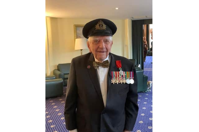 Dennis Roy Cooper from Portsmouth, 102, wearing the Legion D'honneur which he was awarded for his bravery on D-Day. Picture: SSAFA/PA