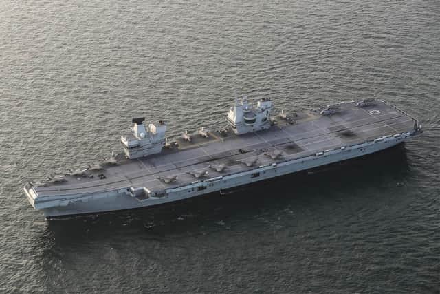 British and American F-35B stealth jets pictured on the huge deck of HMS Queen Elizabeth. Photo: Royal Navy