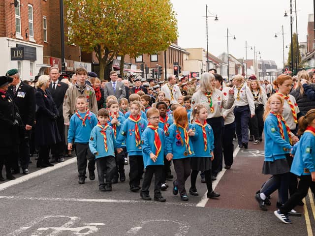 Beaver Scouts during the Remembrance Day parade in Fareham in 2021. Hundreds of youngsters will be parading for St George's Day on Sunday
Picture: Keith Woodland (131121-37)