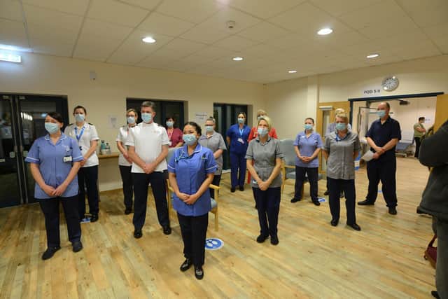 The team of nurses from QA hospital administering the Covid vaccine
Picture: Galvin/Solent News & Photo Agency