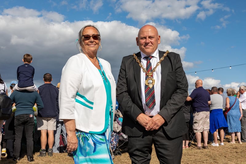 The Mayor of Gosport Martin Pepper with Mayoress of Gosport Suzanne Pepper visiting the Lee Victory Festival.