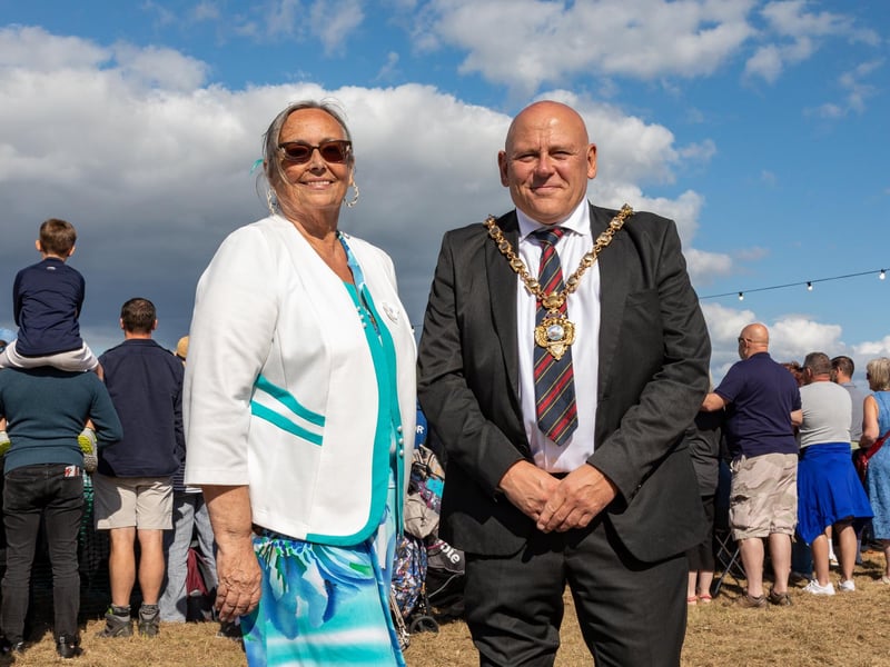 The Mayor of Gosport Martin Pepper with Mayoress of Gosport Suzanne Pepper visiting the Lee Victory Festival.