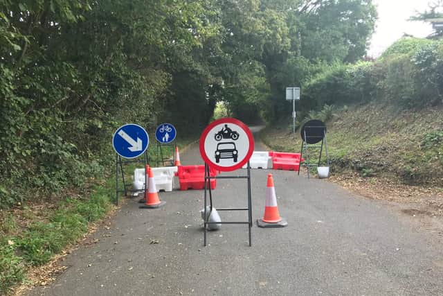 The road closure put in place in Fishers Hill, Fareham. Picture: Jeanette Denis