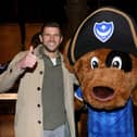 Portsmouth FC manager John Mousinho and Pompey mascot Nelson. The News Carol Service, St Mary's Church, Fratton, Portsmouth
Picture: Chris Moorhouse (jpns 081223-78)