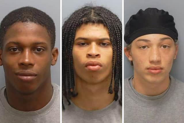 Three Hampshire teenagers who killed a father-of-two and then laughed, rapped and joked about it have been jailed for a combined total of 90 years.
From left, Ismaila Kamarra-Jarra, 19, Je’daine Carty, 18, and Cohan Daley, 18, were convicted by a jury at Winchester Crown Court of the murder of Frantisek Oleh.
Pictures: Hampshire police