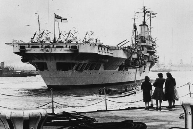 The old HMS Illustrious pictured in Portsmouth in 1953. The News PP694