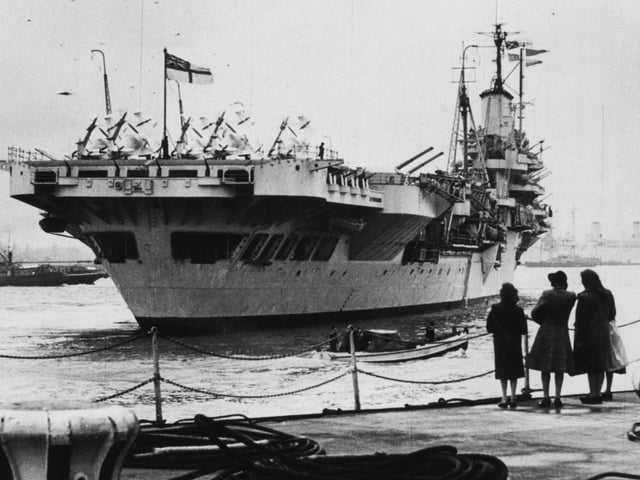The old HMS Illustrious pictured in Portsmouth in 1953. The News PP694