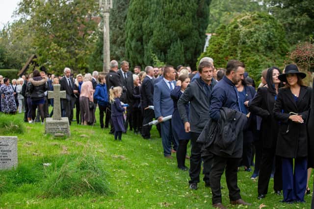 Funeral of Stephen Harrington at All Saints Church , Horndean on Wednesday 5th October 2022

Pictured: Hundreds of visitors outside All Saints Church, Catherington Lane, Horndean 

Picture: Habibur Rahman