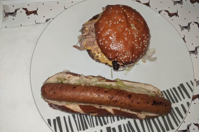 A Porky Boss burger and the Clean Dog from BBQ Boss, Fareham