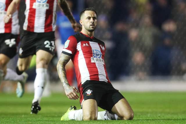Danny Ings after scoring against Pompey for Saints in the third round of the Carabao League Cup on September 24, 2019. Picture: PinPep Media/Joe Pepler